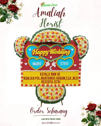 Karangan Papan Bunga Pernikahan di Wanacipta